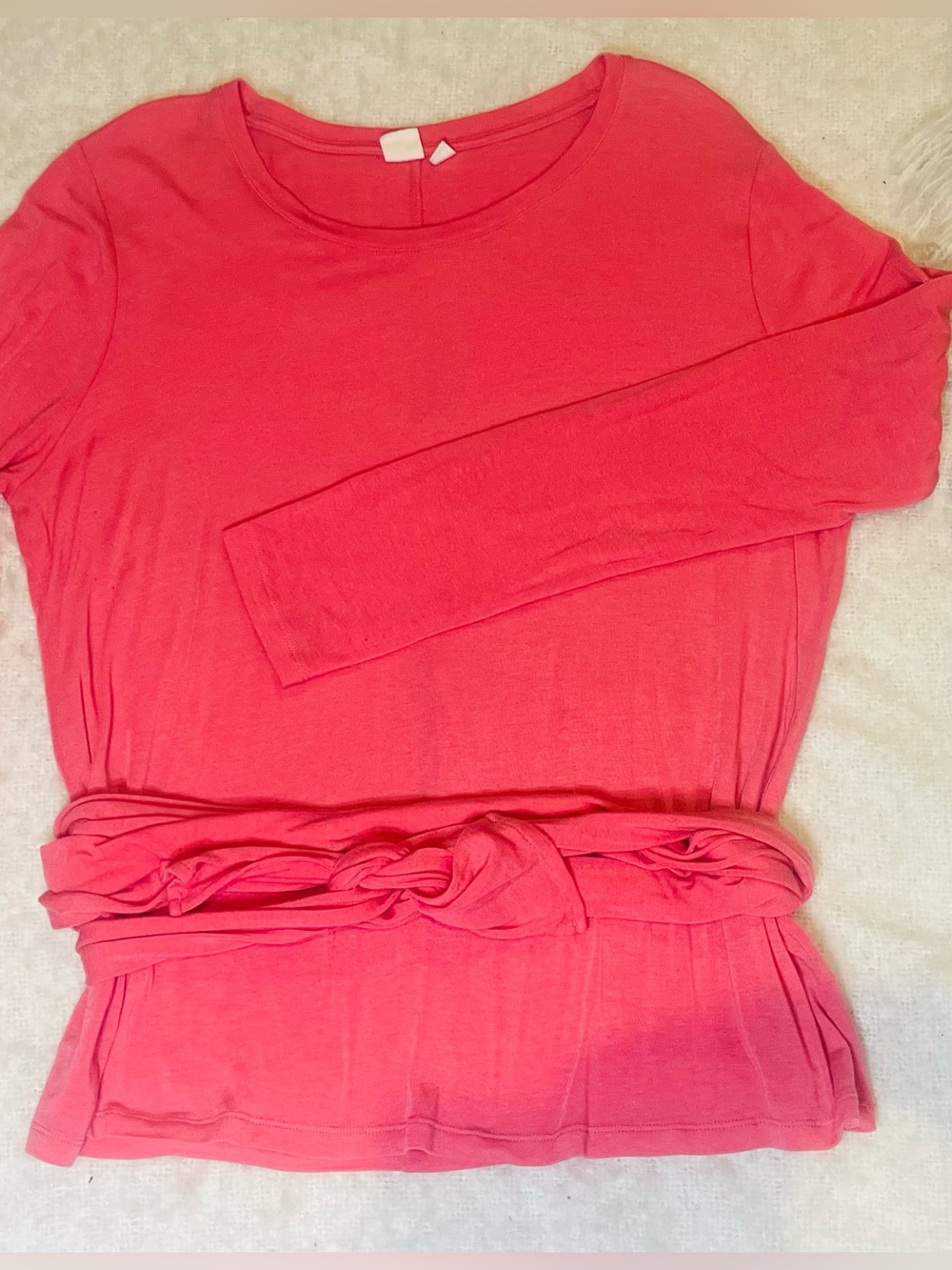 GAP Long Sleeve Front Double Tie Waist Top in Pink Size XL